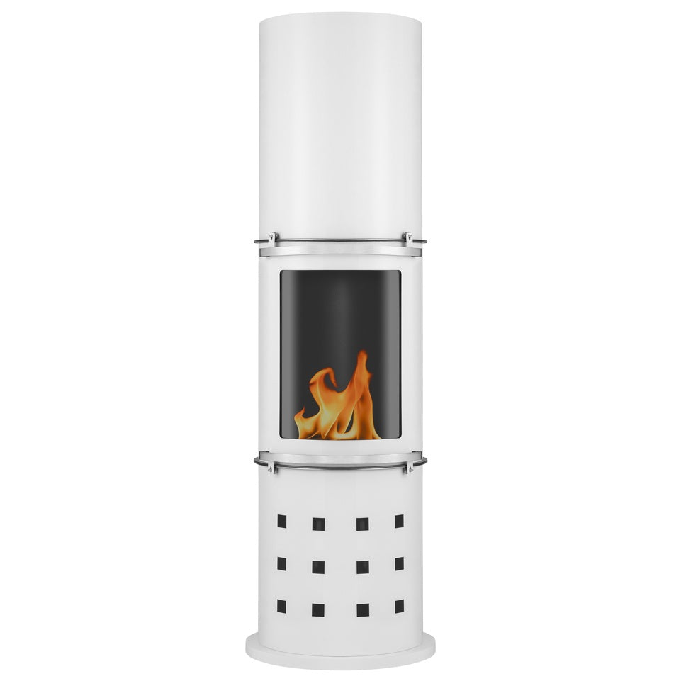 Standkamin weiß mit Feuer