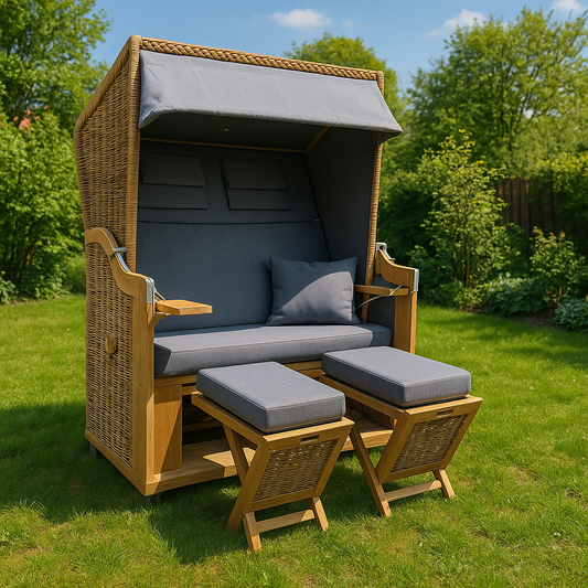 Teakholz XL Strandkorb 2 Sitzer